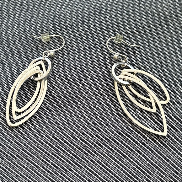 Silver Orbit Marquis Earrings - Picture 7 of 12